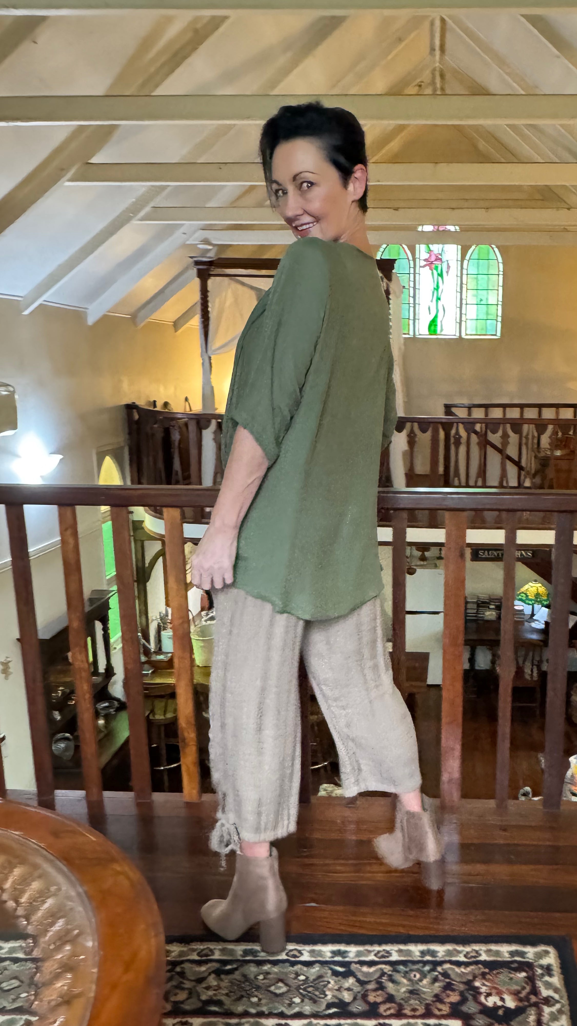 NEW COLOUR 3/4 Sleeve Swing Top in Olive