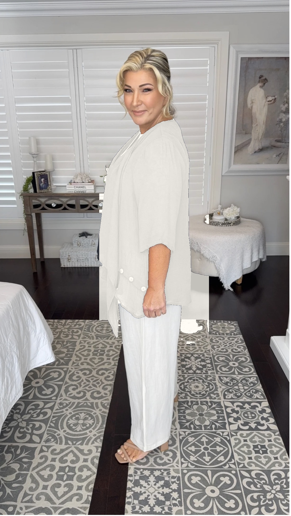 NEW COLOUR 3/4 Sleeve Swing Top in White