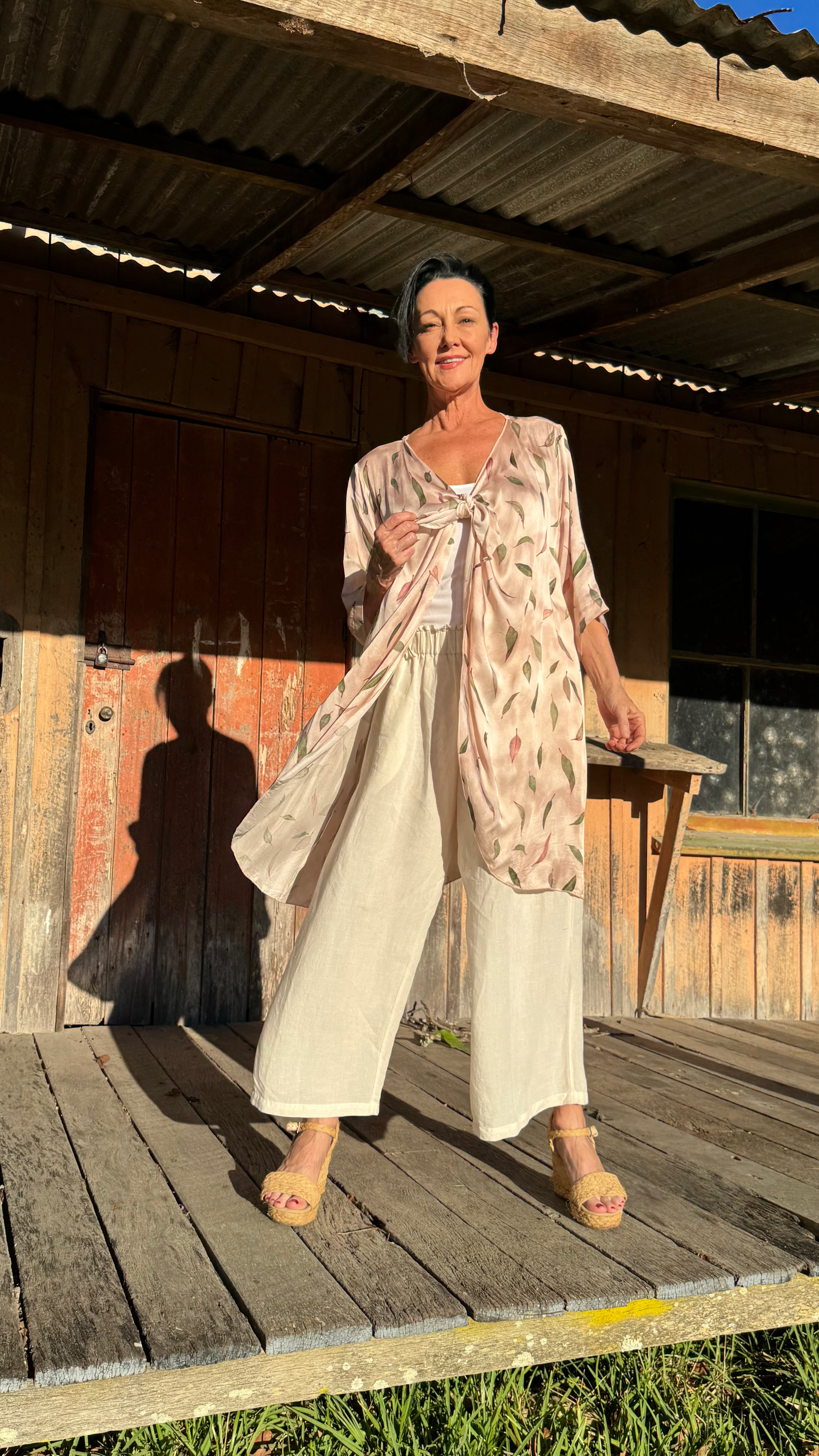 NEW Modal Satin INFINITY Jacket/Top in Eucalyptus Rose