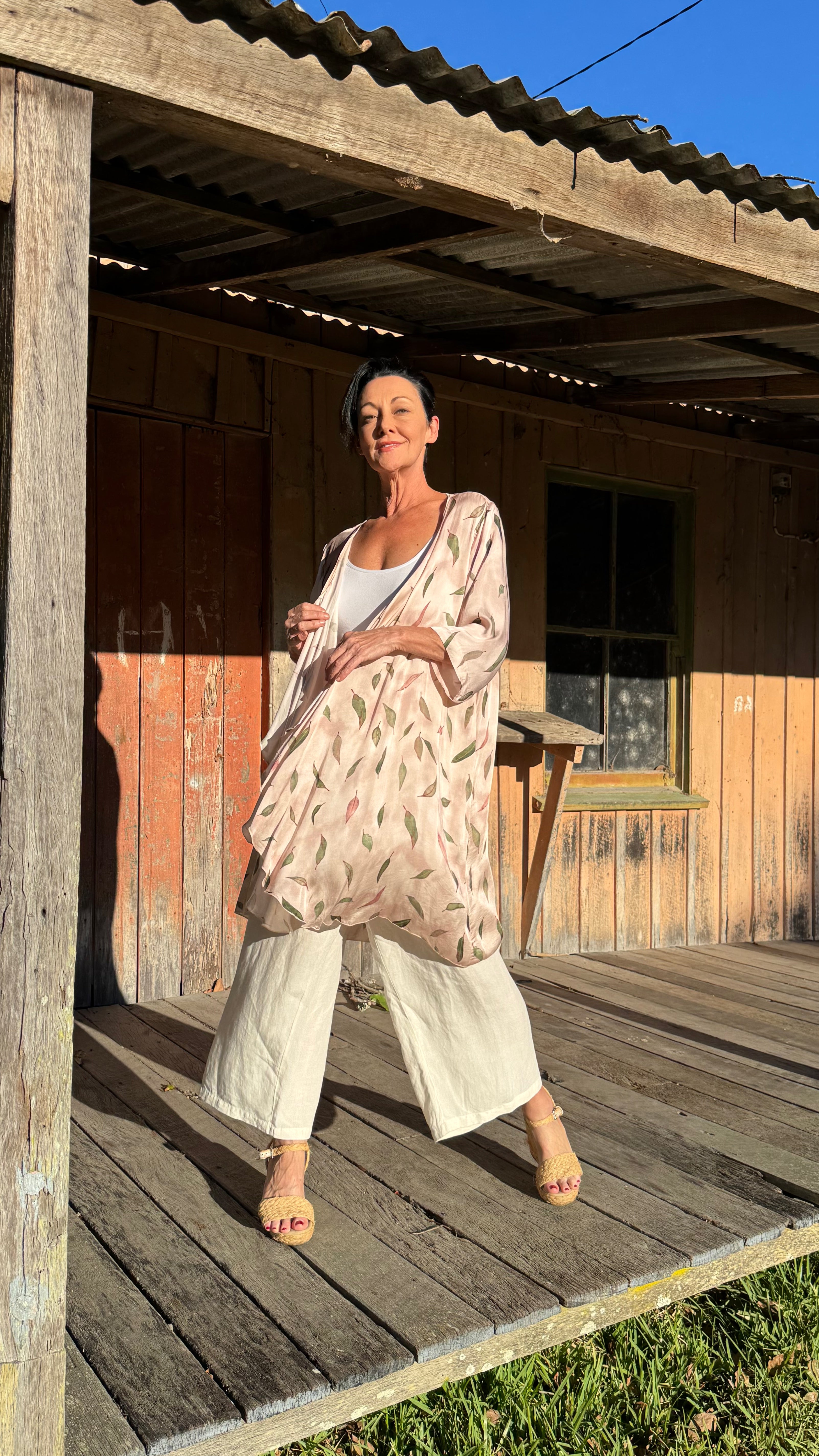 NEW Modal Satin INFINITY Jacket/Top in Eucalyptus Rose