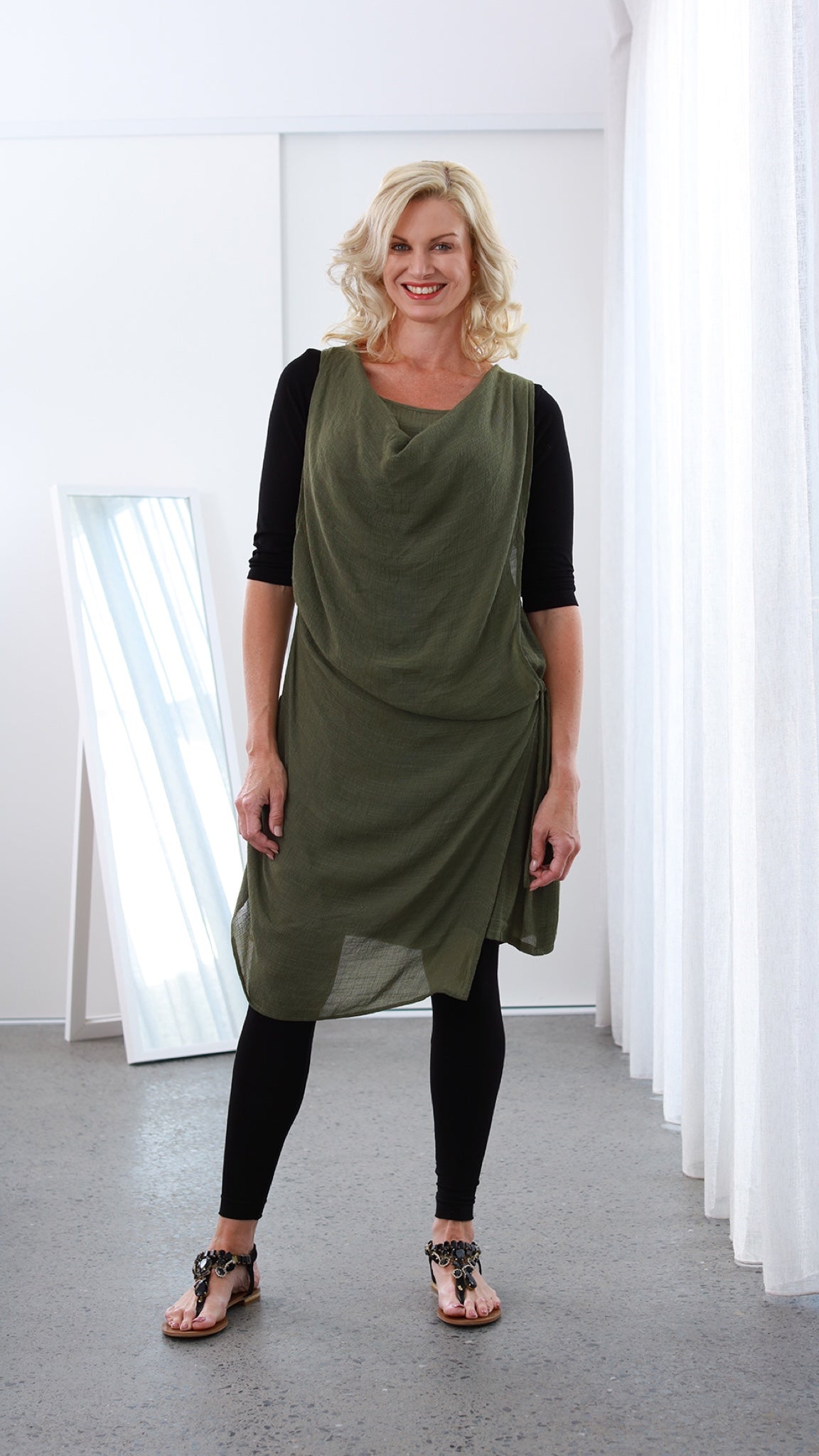 Athena Dress in Olive Green