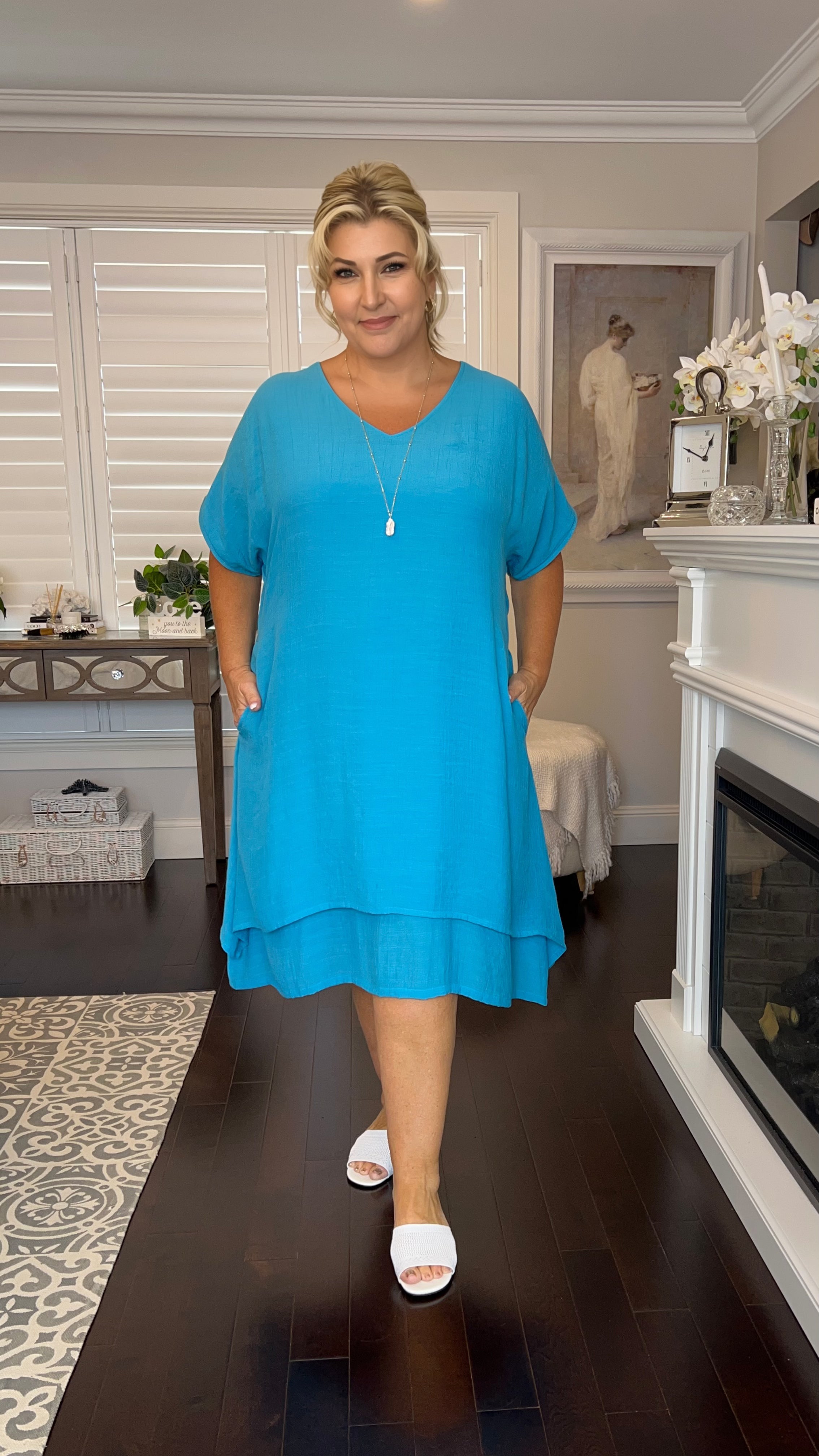 LAST CHANCE Chelsea Dress in Turquoise