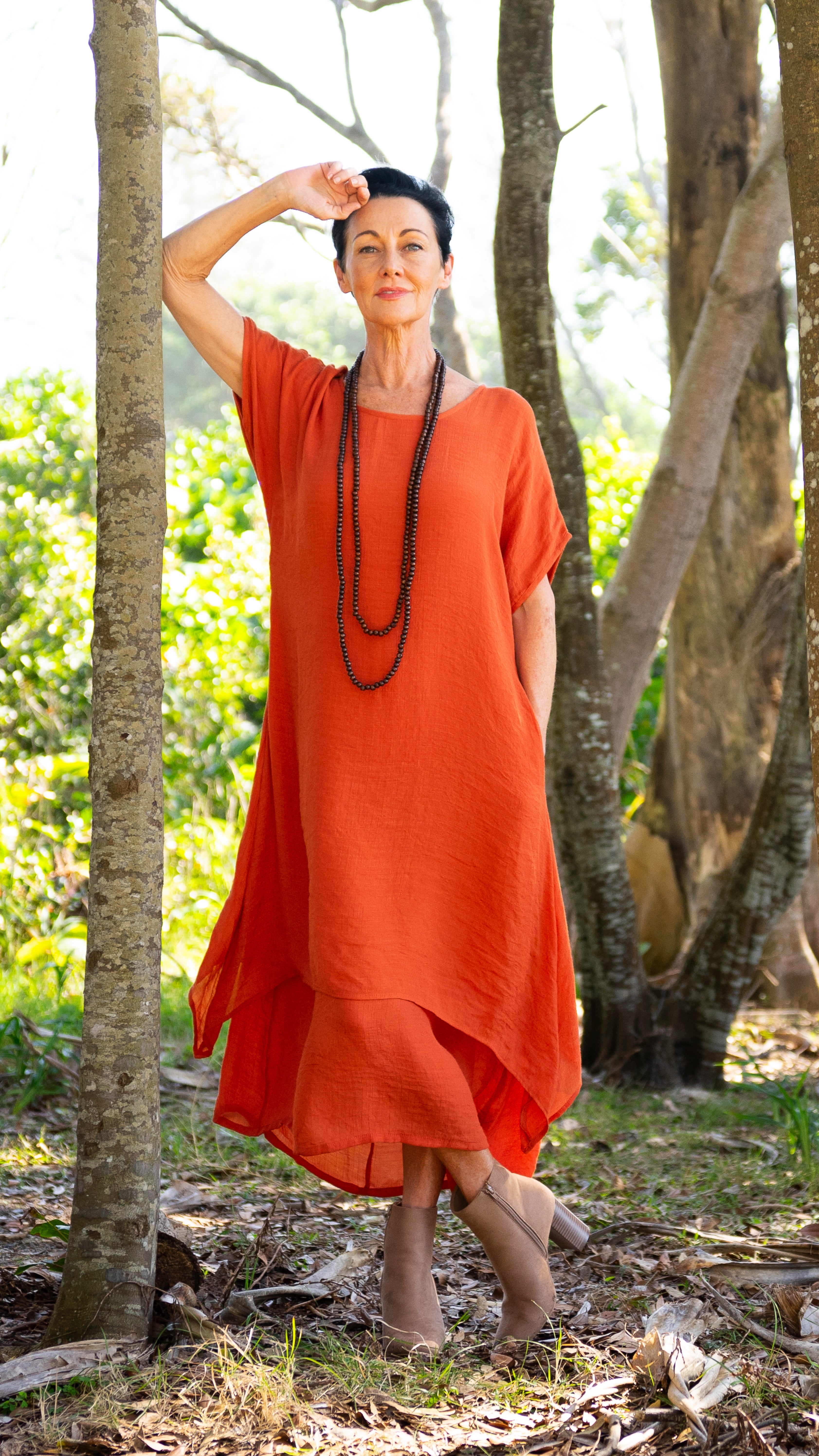 Back in Stock Brigitte Dress in Rust