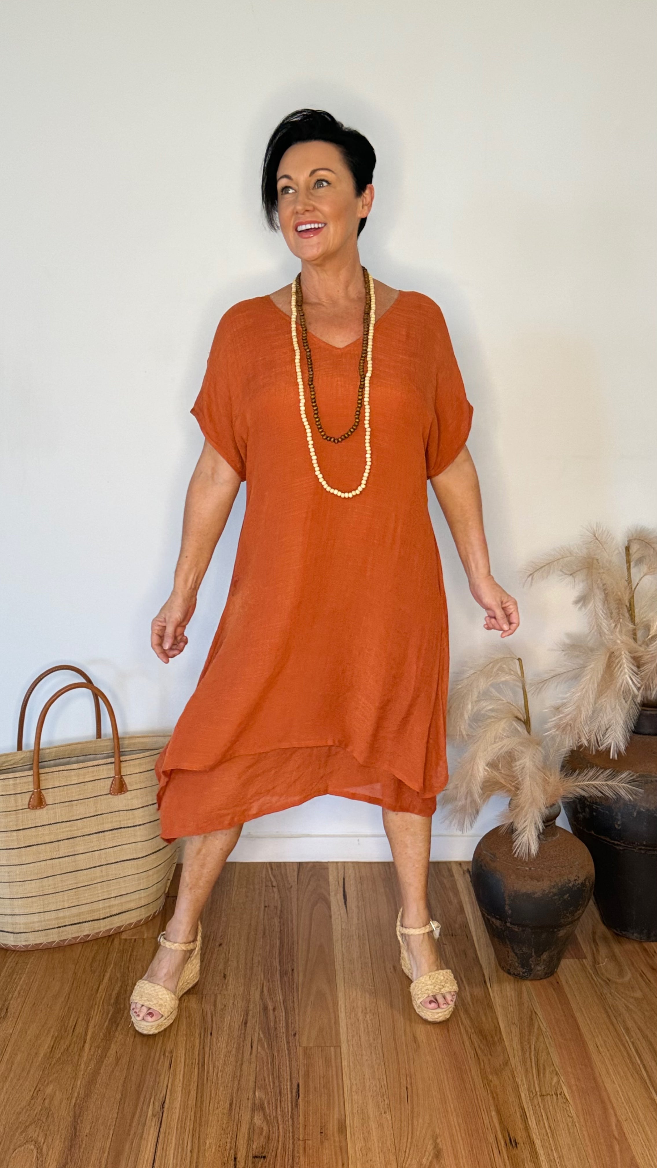 LAST CHANCE Chelsea Dress in RUST