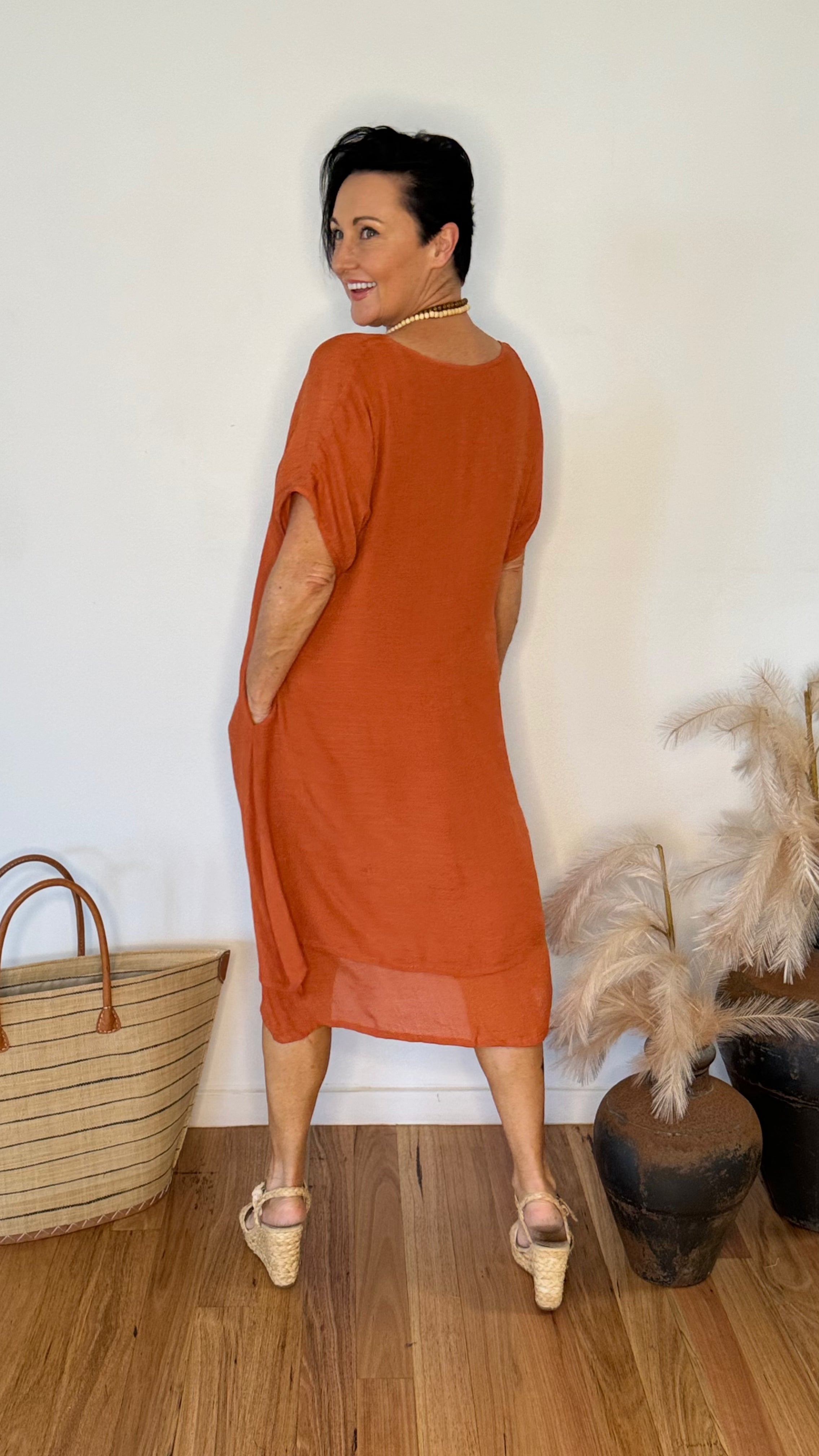 LAST CHANCE Chelsea Dress in RUST