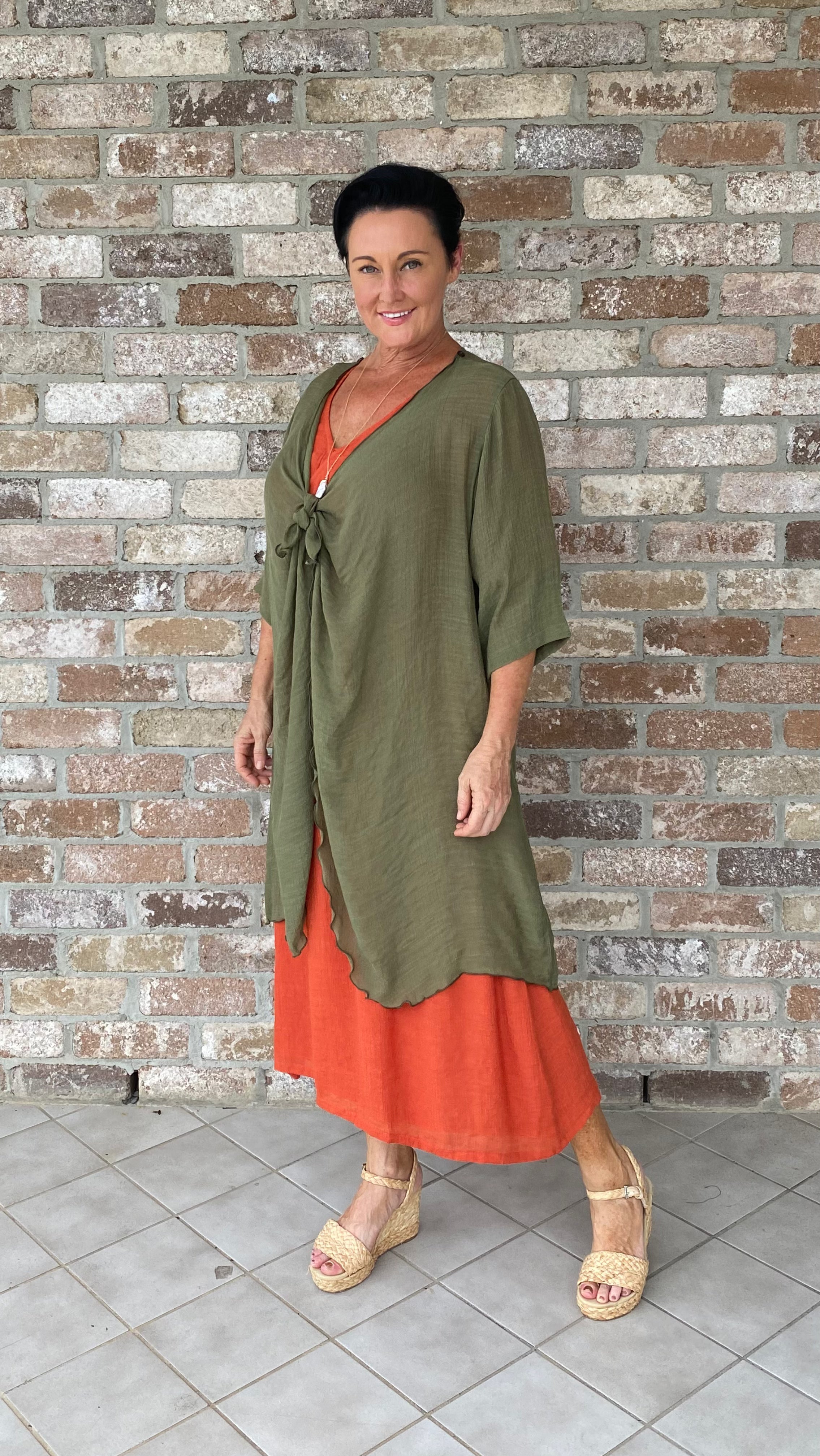 NEW LONG Infinity Jacket/Top Olive – White Amber Label