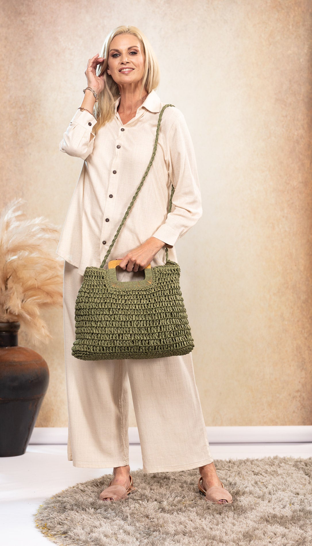 The Everyday Woven Bag Forest freeshipping - White Amber the Label