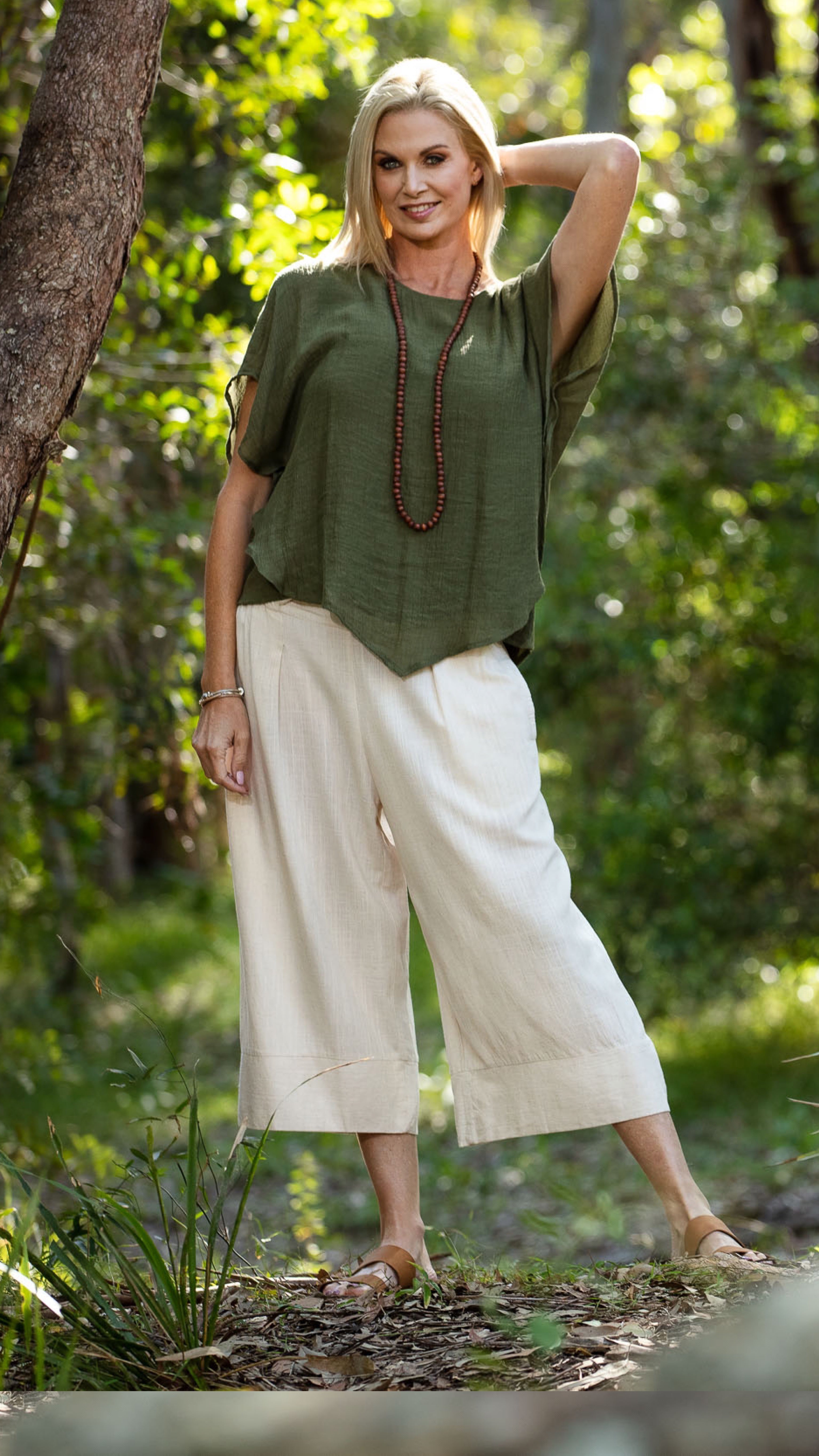 Crop Linen Pant Sand freeshipping - White Amber the Label