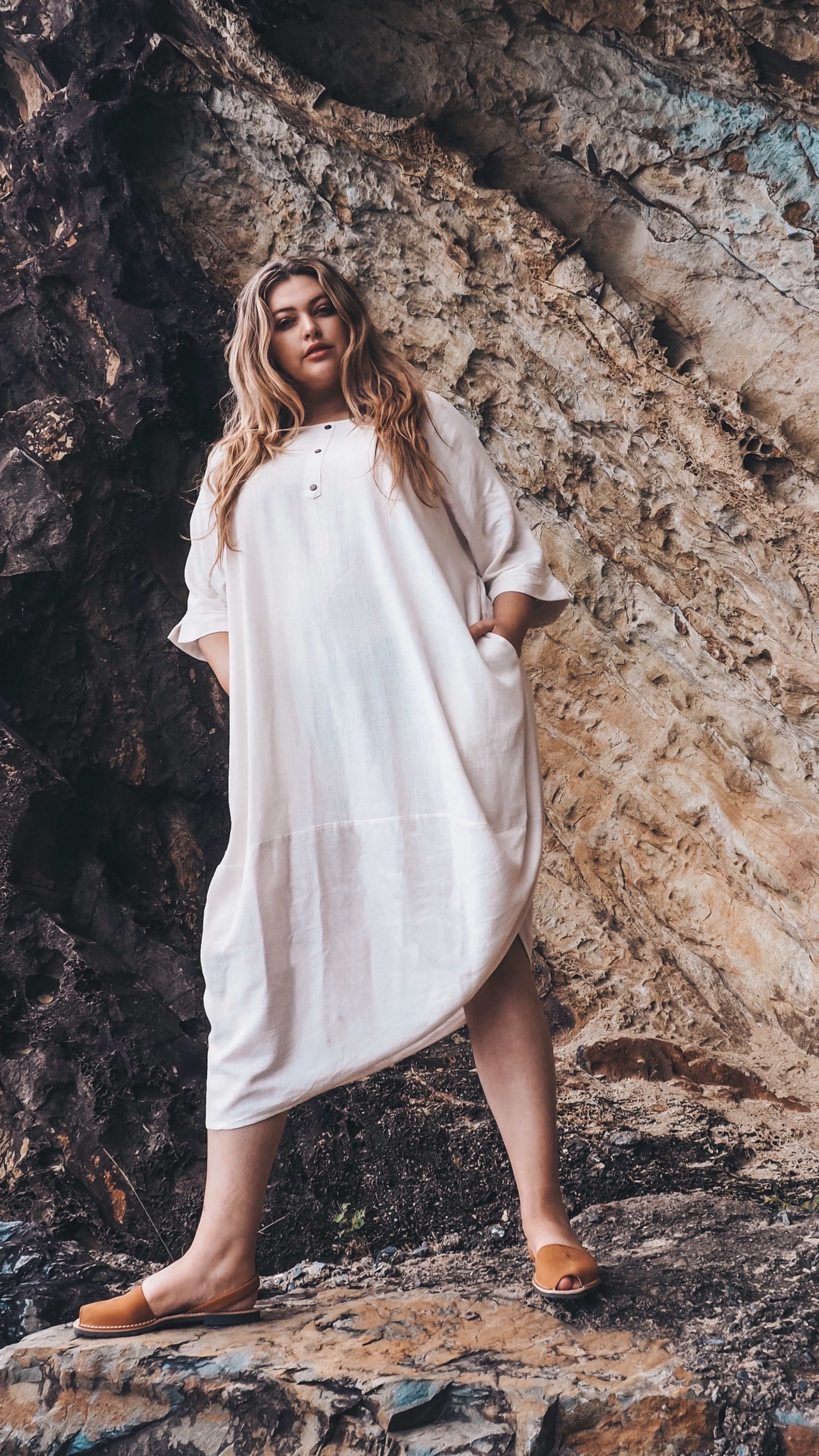 Linen Palace Dress in Sand freeshipping - White Amber the Label